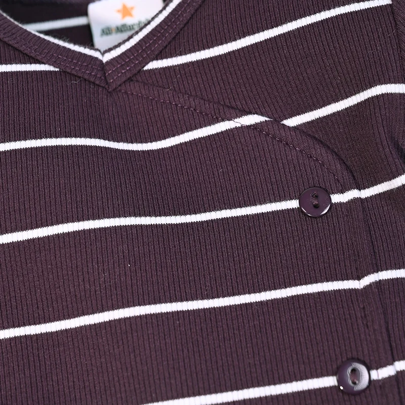 AA-Gestreifte Pyjamas für Kinder Jungen und Mädchen Zweiteiliges Set und Baby-Strampler Langarm Herbst/Winter Gerippte Baumwollkleidung – Detail 22