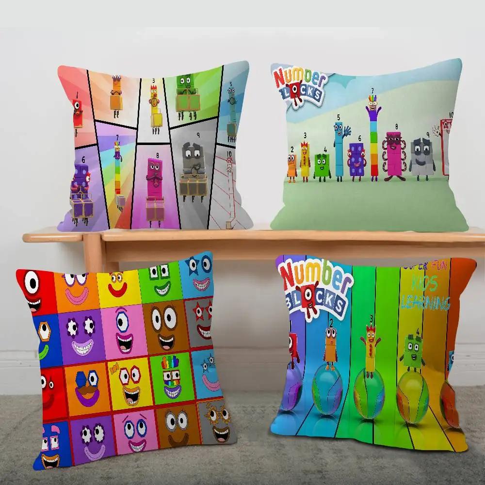 Cartoon N-Number-Blocks Maple Design Cushion Cover Happy Autumn Harvest decor Holiday Decorati Pillow Cover