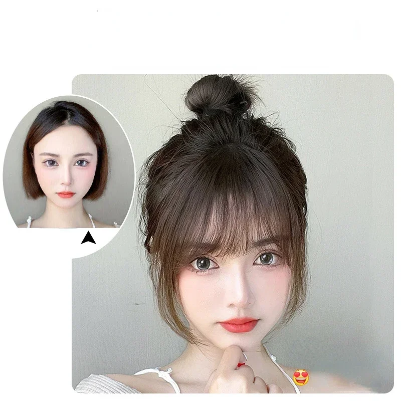 New Korean Fake Air Bangs Hair Clip-In Extension Synthetic Fake Fringe Natural False Hairpiece for Women Girls Hair Clip in Bang