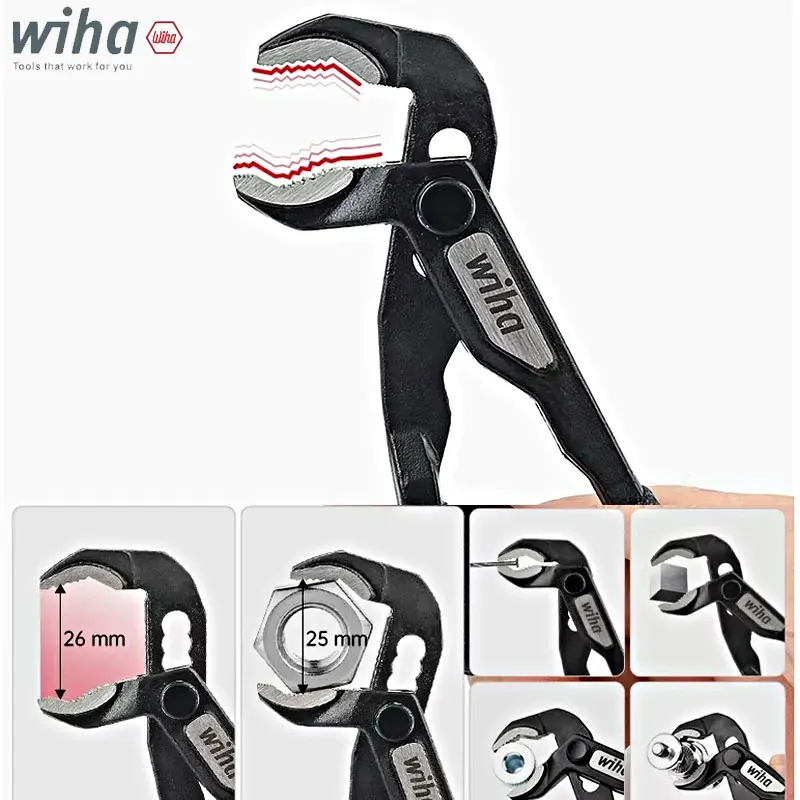 

WIHA 46672 5-дюймовые мини-плоскогубцы для водопроводных работ, многофункциональные прецизионные трубные клещи с 5 положениями быстрой регулировки