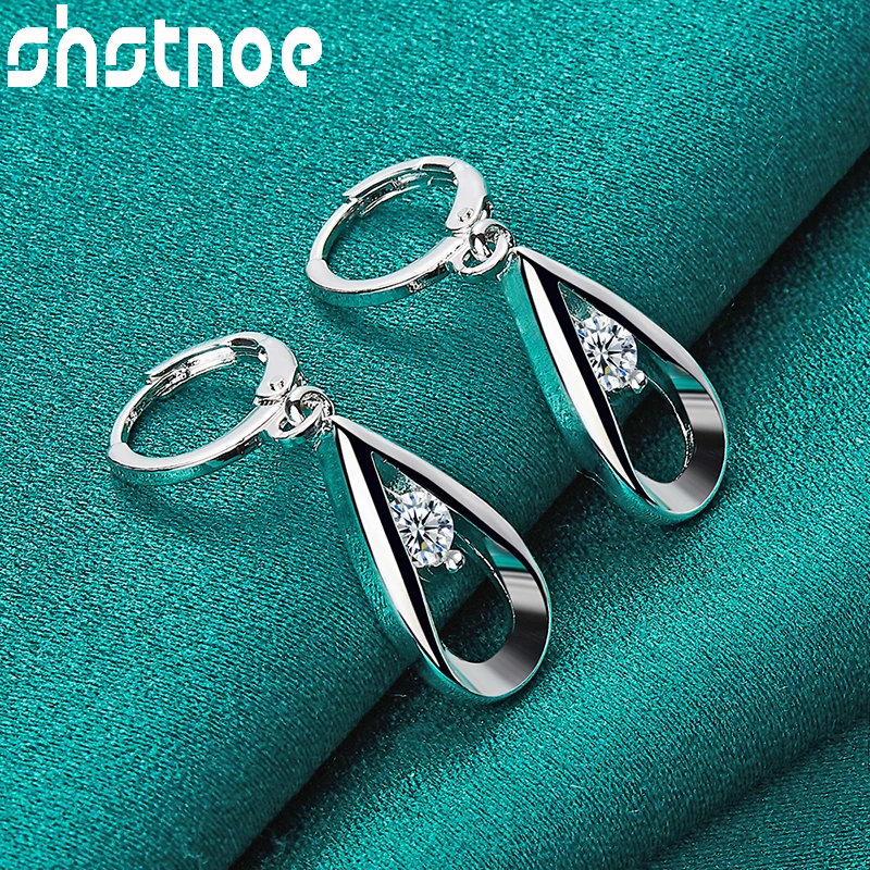 925 Sterling Silver AAA Zircon Water Drop Drop Earrings For Women Fashion Party Engagement Wedding Birthday Gift Charm Jewelry