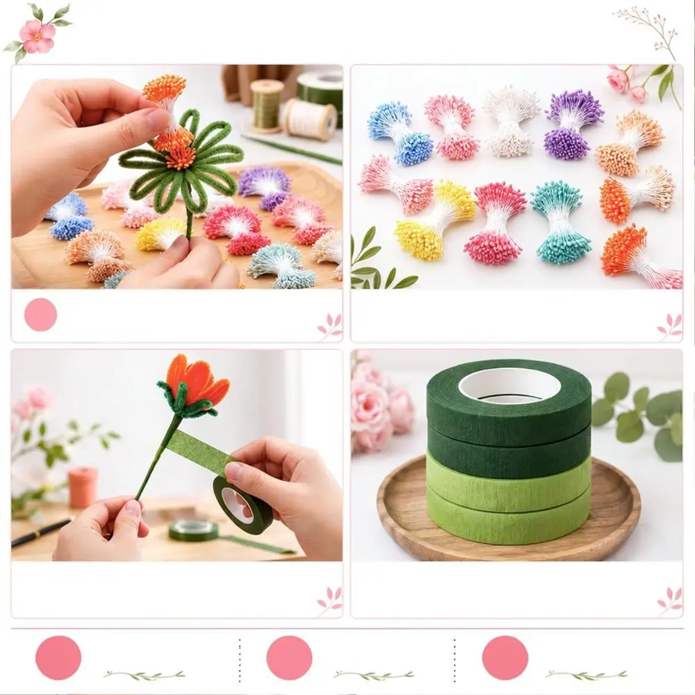 Creative DIY Floral Bouquet Set Plush Pipe Cleaners Floral Rods Tape For Art Craft Projects Handmade Creation