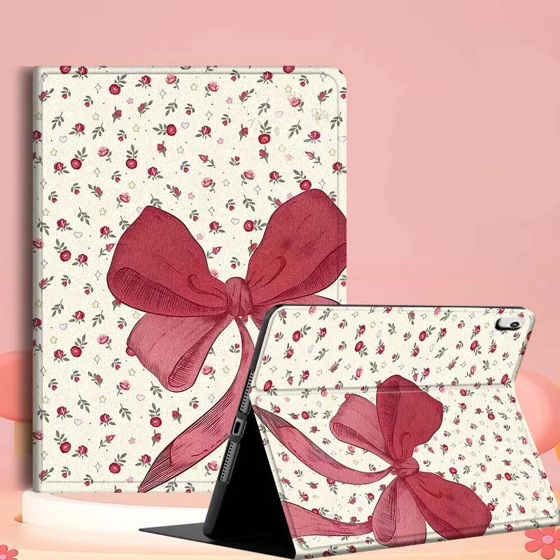 

Floral Bowknot Pattern For iPad mini Air 1 2 3 4 5 6 7 6th 7th 9 11 13 M3 M2 gen 7.9 8.3 10.9 Inch 2025 Tablet Case