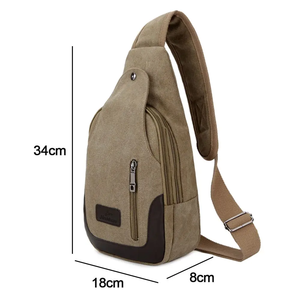 Fashion Casual Men Crossbody Bag Multifunctional Vintage Canvas Satchel Shoulder Sling Chest Pack Outdoor Travel Phone Purse