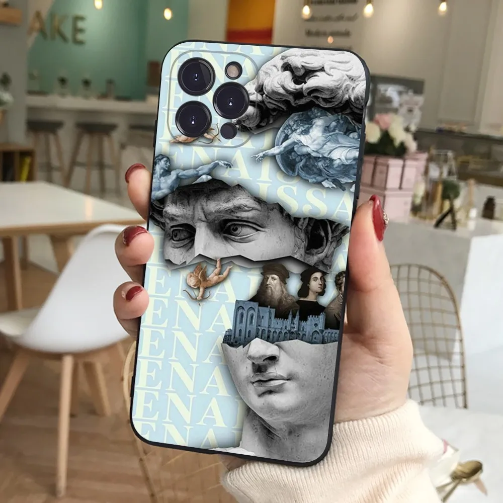 Art Aesthetics David Statue Famous Paintings Phone Case Silicone Soft For Iphone 16 15 14 13 12 11 Pro Mini XS MAX Plus X Cover