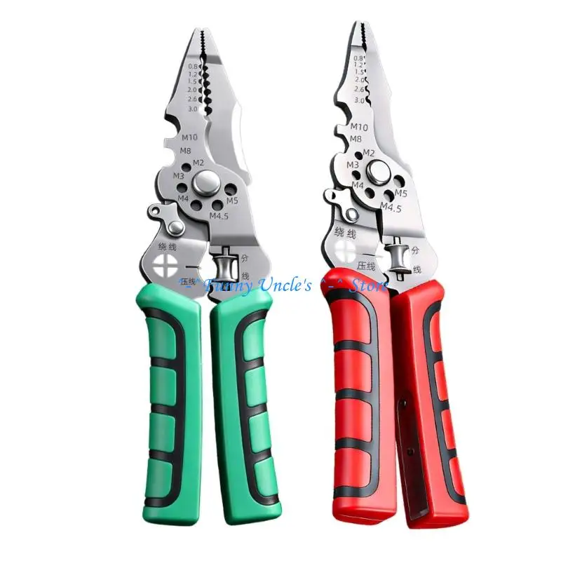 

E7CD Ergonomic Handle Multifunctional Tool For Wire Stripping Testing And Cutting