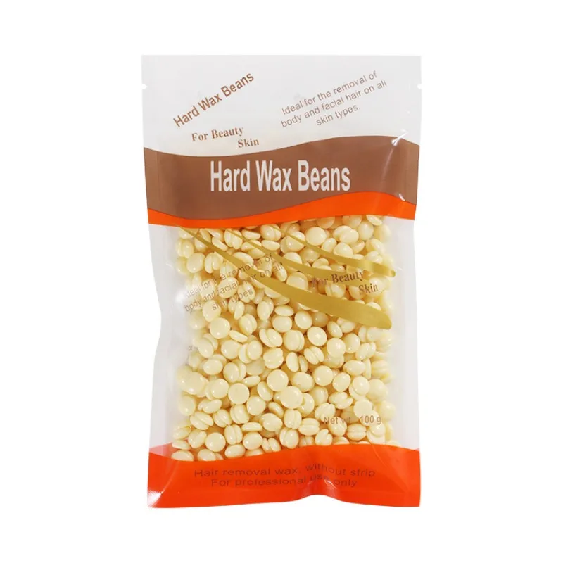 100g Paperless Hair Removal Wax Bean Solid Hard Wax Bean Therapy Wax Granules Full-body Hair Removal Amber 10-color Orange Bag