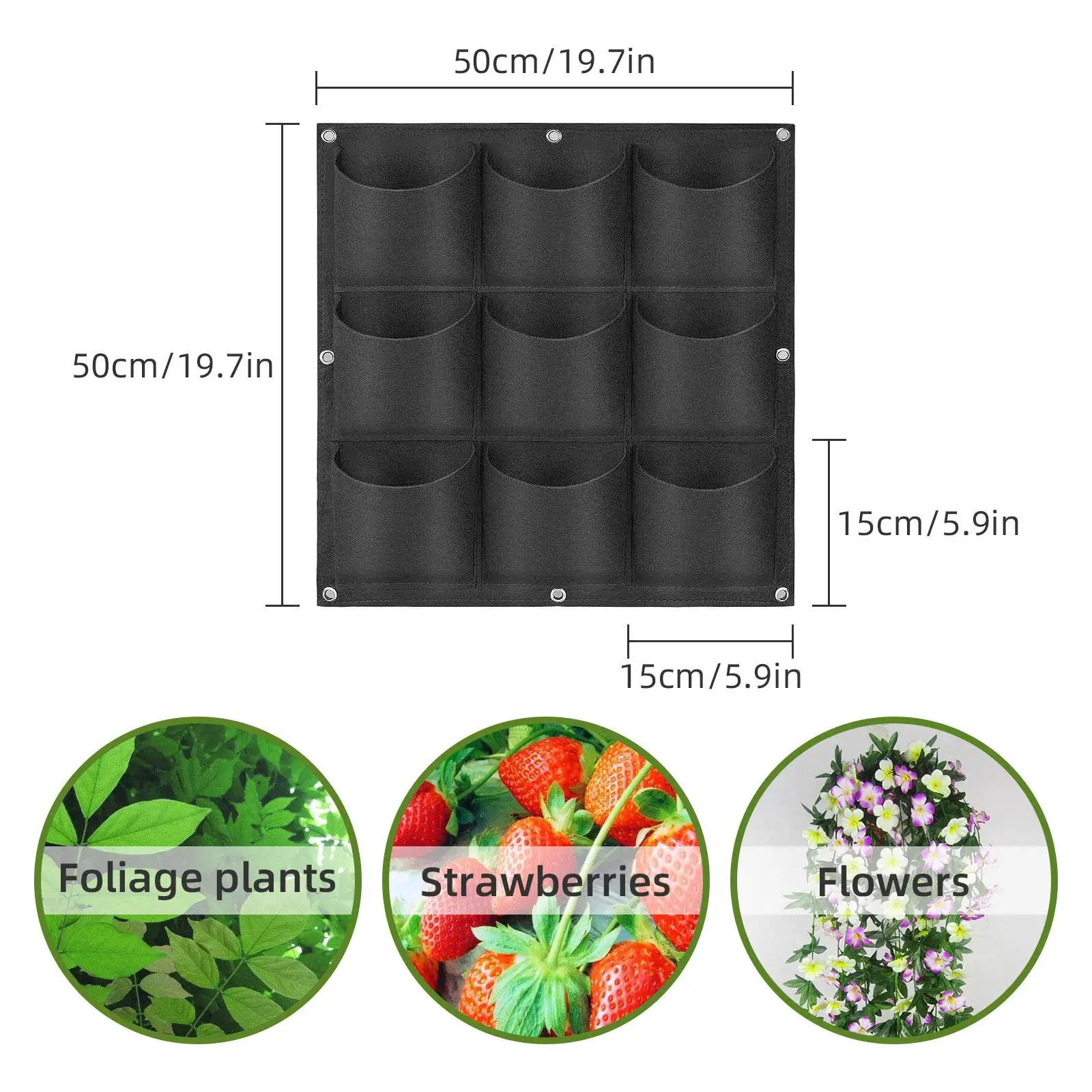 49 Zakken Hangende Plantenbakken, Hangende Verticale Aan De Muur Gemonteerde Plant Plant Kweekzakken, Kruidentuinplanter Buiten Binnen Groeien