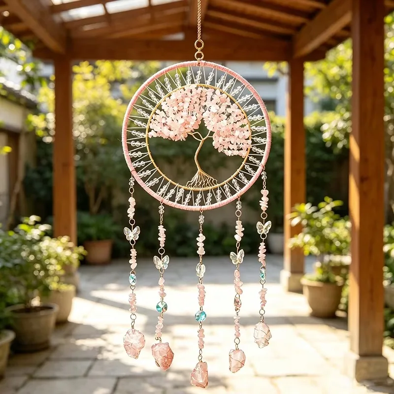 Sun Catcher Shattered Dream Catcher Tree of Life Crystal Wind Chime Room Decor Hanging Ornament Air Pendant Gift
