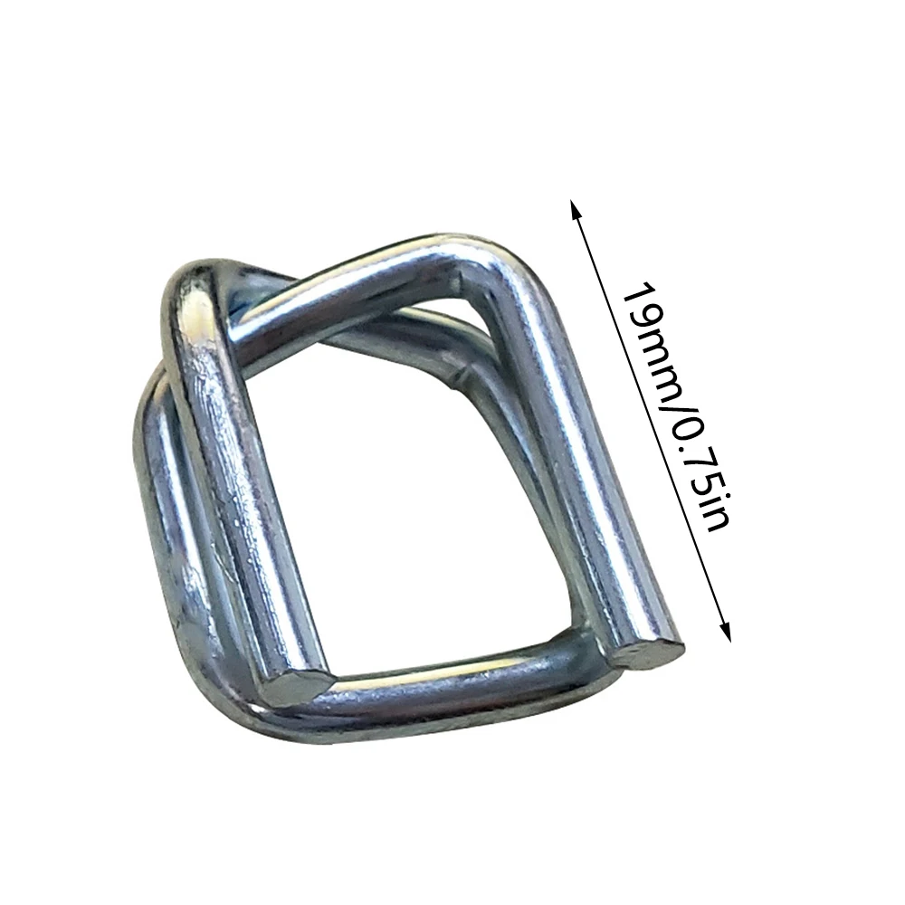 100pcs Metal Strapping Buckles Heavy Duty M Shaped Galvanised Steel Banding Strap Buckles 16mm/19mm For Paper Wood Metal Connect
