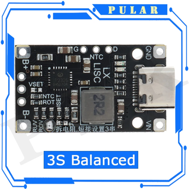 Type-C USB 2/3S BMS 15W 8.4V 12.6V 1.5A Lithium Battery Charging Boost Module With Balanced Support Fast Charge With Indicator