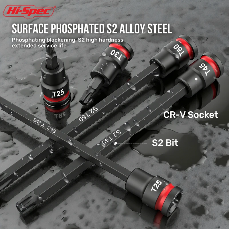 ハイスペック24ピース T10-T60 インパクトソケットセット レンチソケット トルクスビットセット S2ビット & CR-Vソケット ハンドツール ロングソケット カラフルリング