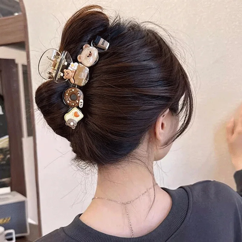 New Cute Cartoon Biscuits Hair Claw Bow For Women Girls Creative Hair Decorate Hair Clip Ponytail Shark Hairpin Hair Accessories