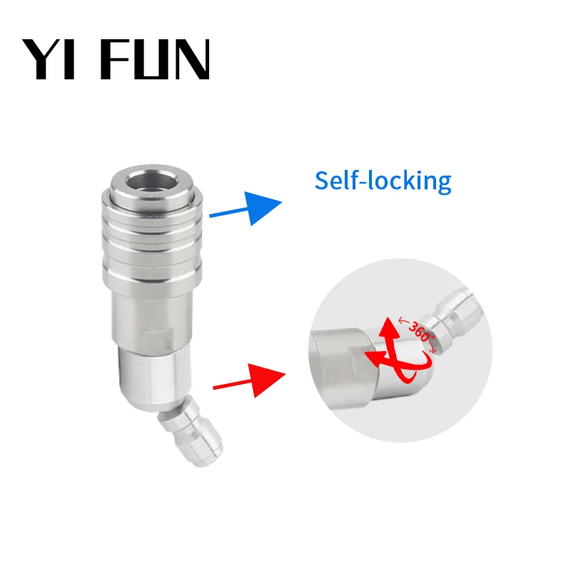 Car Wash Accessories 1/4 Self-locking Quick Connection And All Directions Rotary Adapter For High Pressure Washer Water Gun