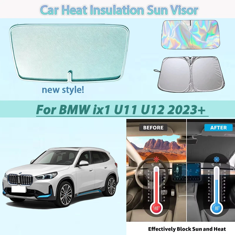 

Car Accessories For BMW ix1 U11 U12 2023+ Foldable Car Sun Visor Heat Insulation Windshield Sunshade Summer Cooling Auto