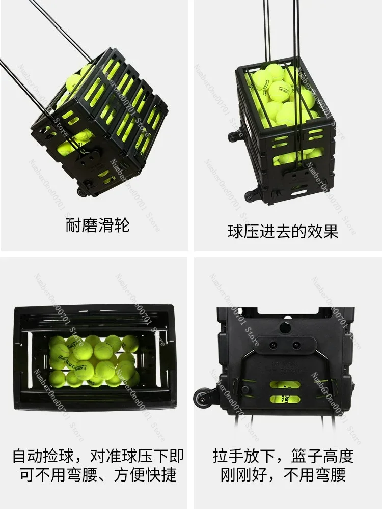 Portable Tennis Ball Pickup Hopper with Wheels, Lightweight Rolling Ball Collector Cart,Baseball/Softball Retriever,