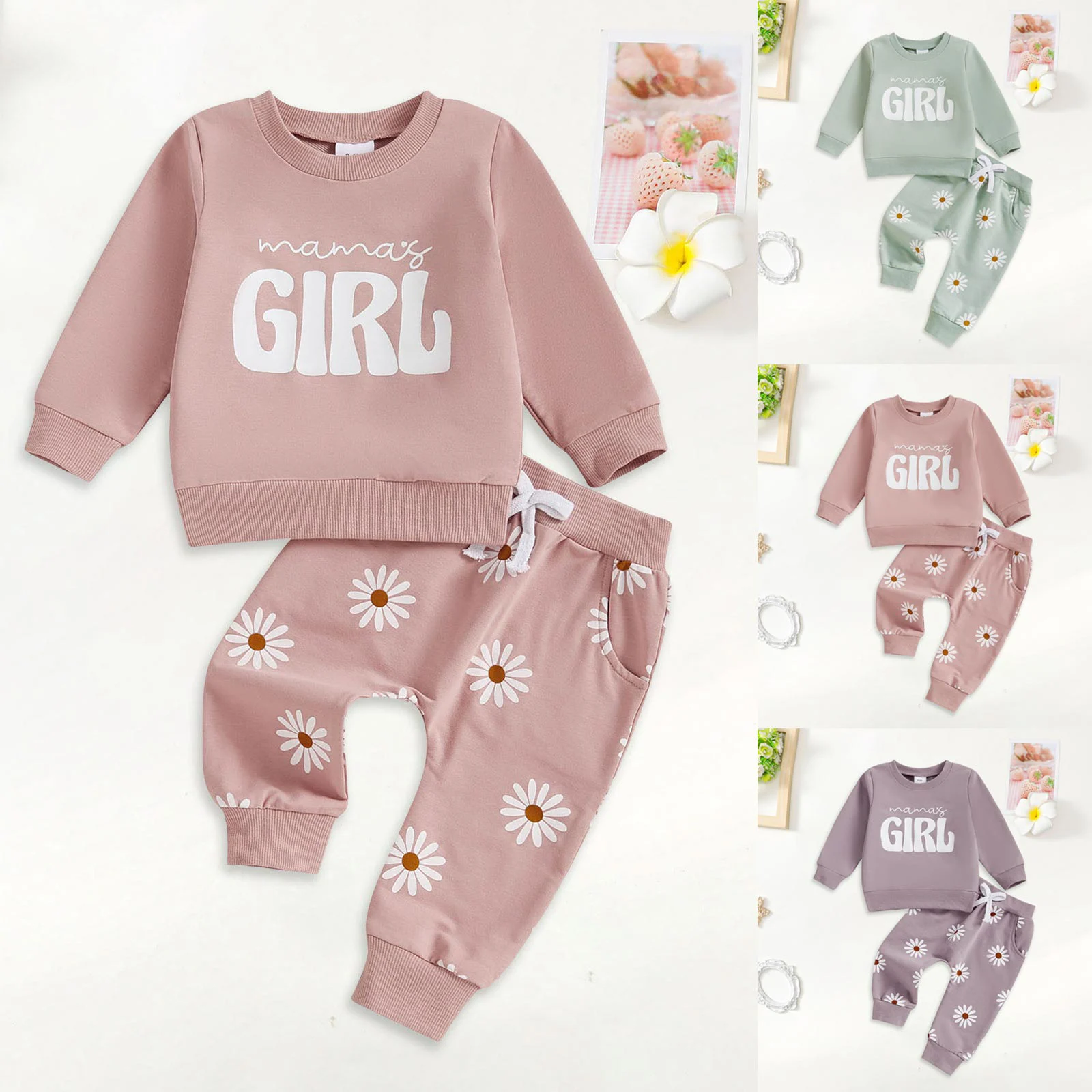 

Baby Girl Receiving Clothes Toddler Baby Girl Fall Outfits Long Sleeve Mamas Girl Sweatshirts Print Sweatpants Simple Apparel