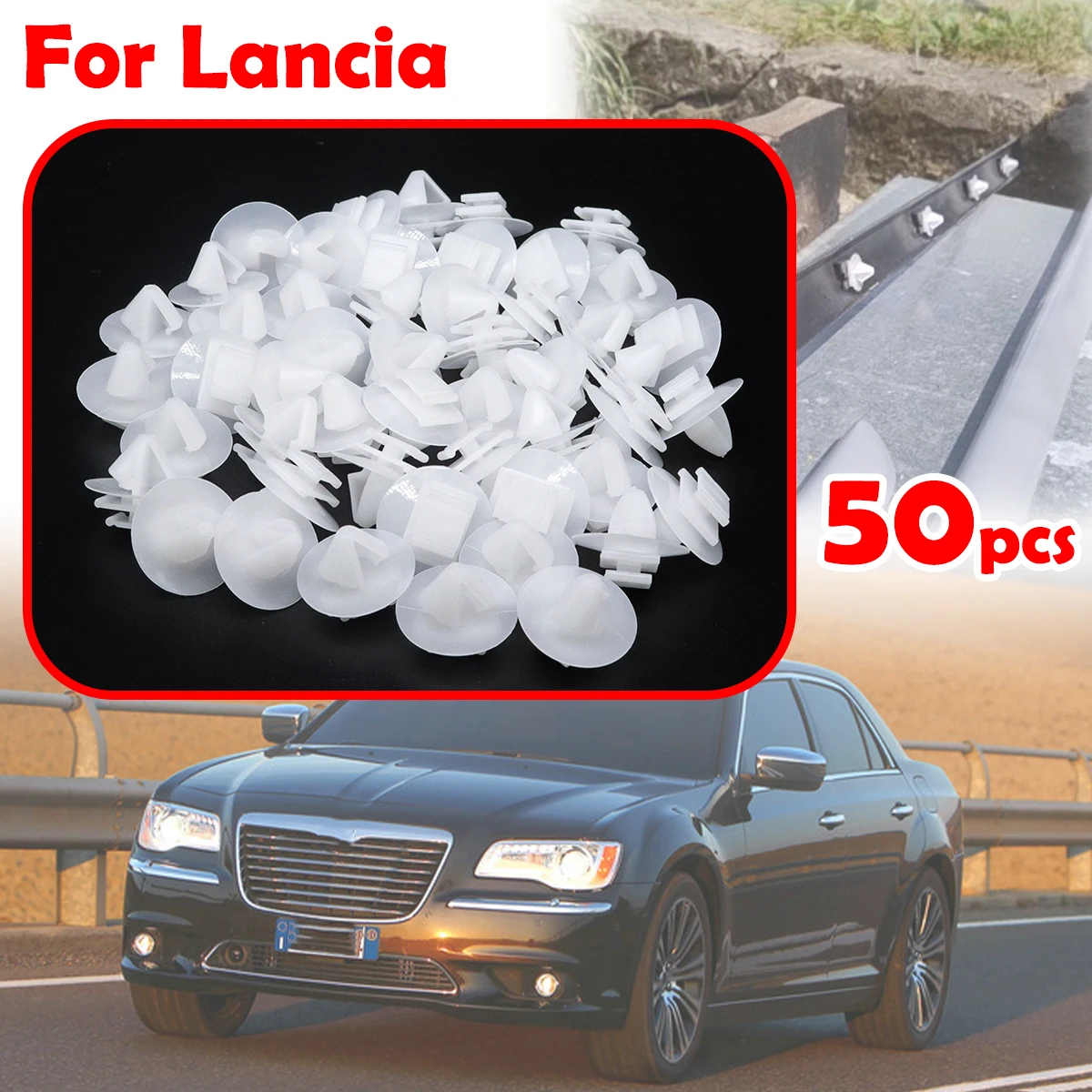 50pc For Lancia Delta Ypsilon Front Wheel Arch Flare Trim Moulding Bumpstrip Clips Trim Moulding Clips 71775718 Plastic Fastener
