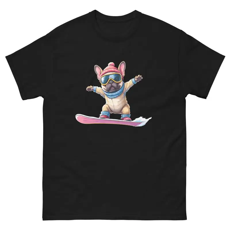 

Frenchie Dog Snowboarding Fun Snowboarder T Shirt