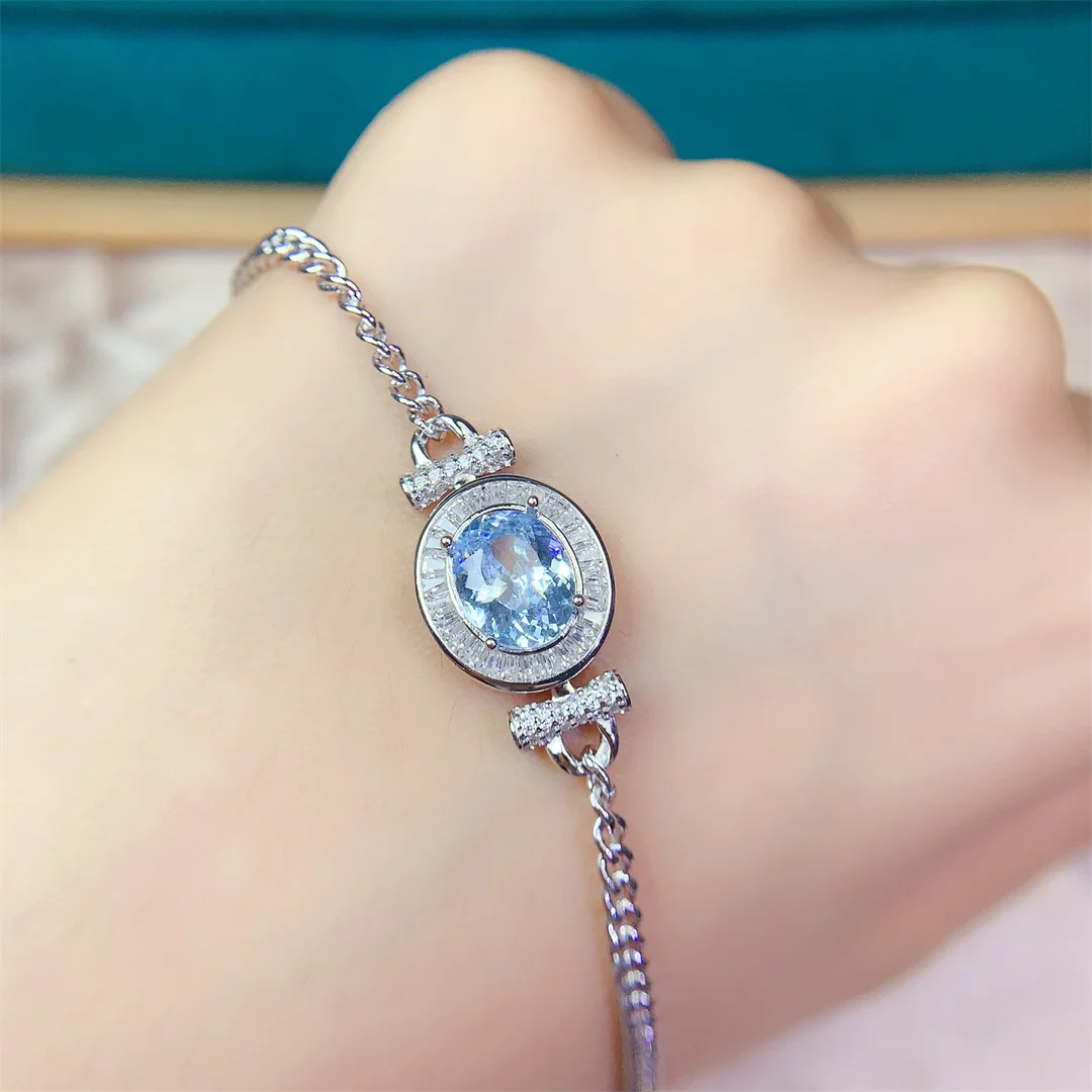 Luminous Natural Topaz S925 Sterling Silver Bracelet Fashionable Ladies Gift for Gatherings Elegance Glowing Refined