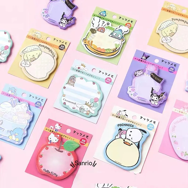 Imagem -02 - Lot Kuromi Melody Memo Pad Sanrio Pochacco Sticky Notes Stationery Label Notepad Planner Sticker Post School Supplies 10 Pcs