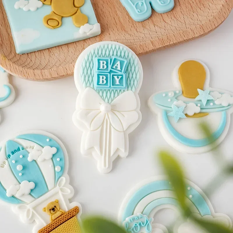 Baby Douche Taart Decoreren Gereedschappen Cookie Press Stempel Embosser Biscuit Cutter Fondant Sugarcraft Cookie Cutters Mold Cakevorm