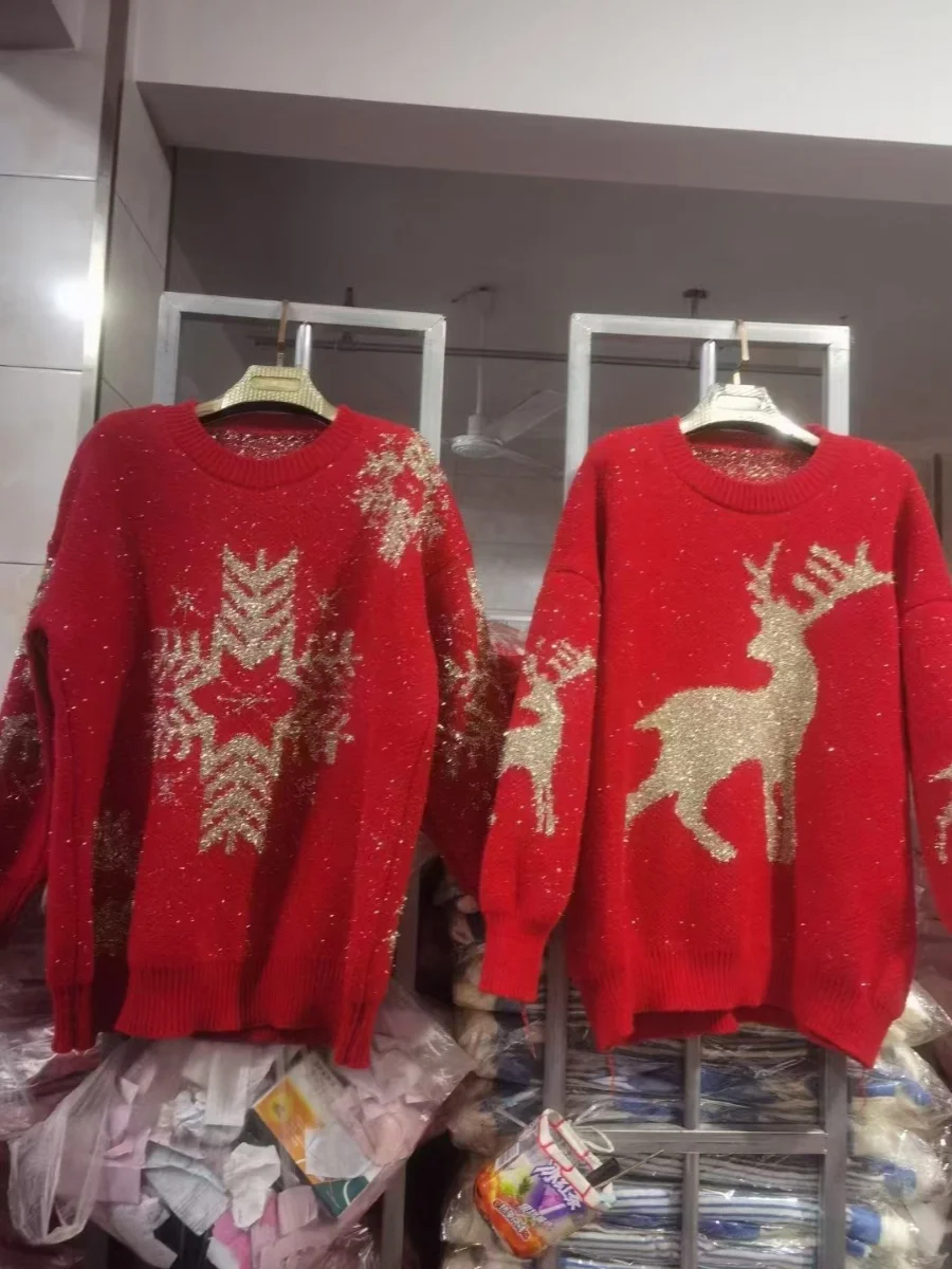 Thiened الأحمر Cisas الغزلان السنة الجديدة سترة فضفاضة معطف المرأة Ne الدفء الخريف الشتاء كسول Sle طويل Sve طاقم Ne #5