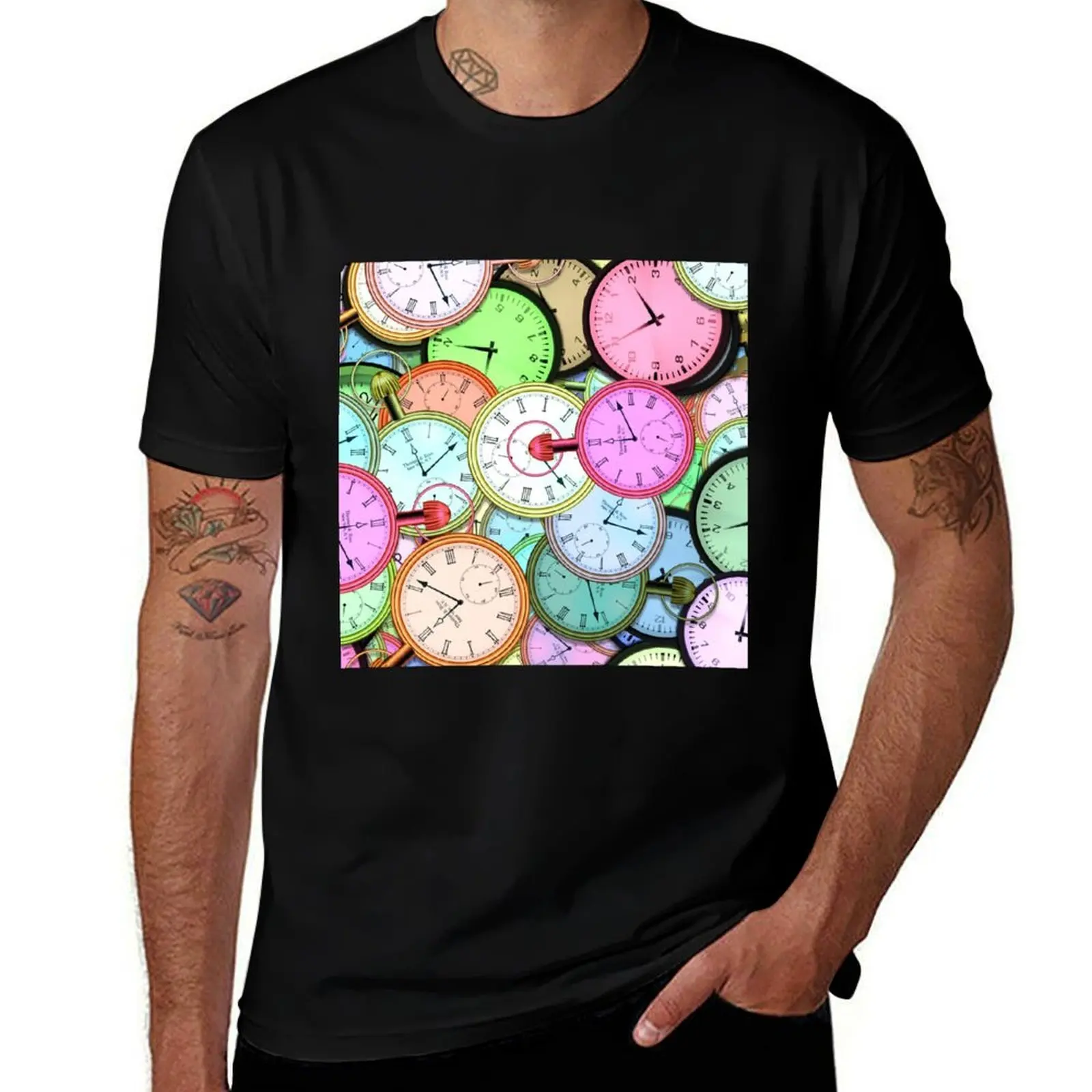 Colourful Clocks T-Shirt Long Lasting Casual T-Shirt