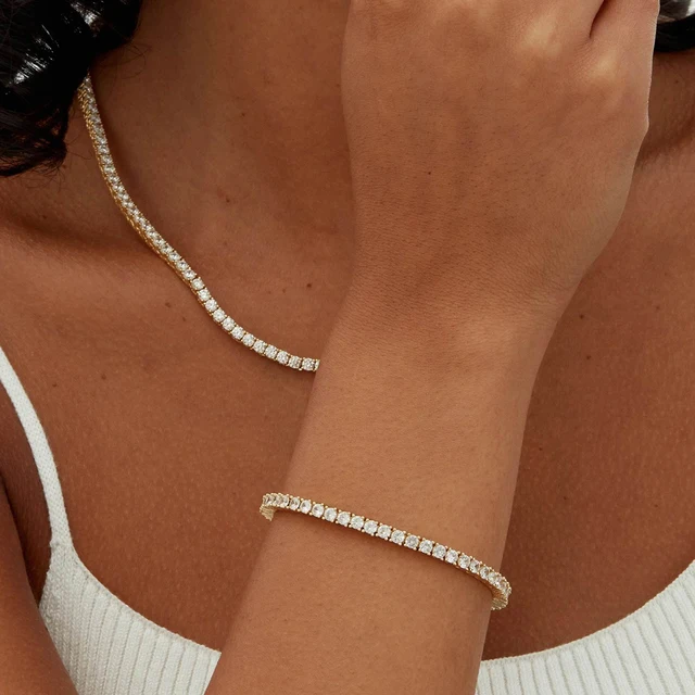 Nowy cienki 3mm CZ 1 rzędowy błyszczący naszyjnik z łańcuszkiem tenisowym Hip Hop Iced Out Bling Cubic Zircon Choker Biżuteria w kolorze złotym dla kobiet mężczyzn