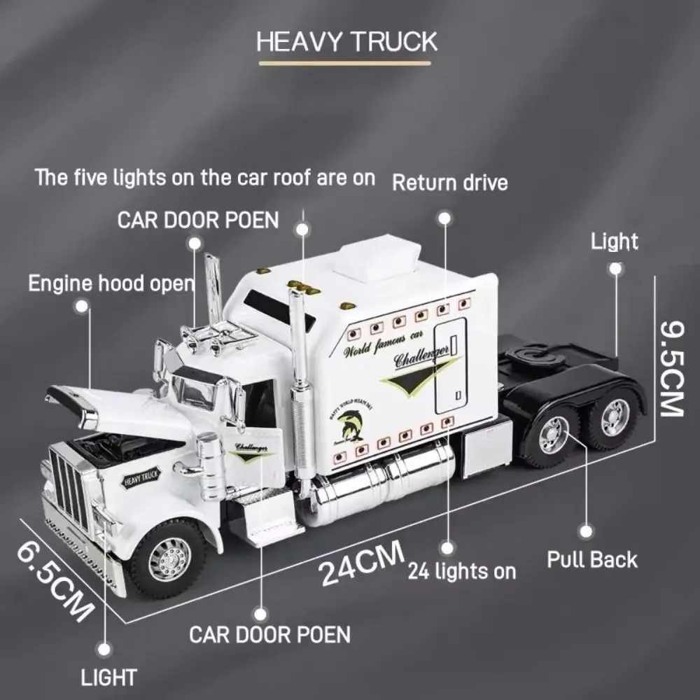 مضحك 1:24 نموذج شاحنة أمريكية الصوت والمركبات الخفيفة الهدايا حاوية شاحنة محاكاة سبيكة نموذج شاحنة ثقيلة الديكور #6