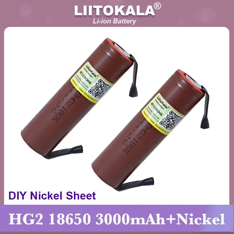 

Liitokala 100% New HG2 18650 3000mAh Rechargeable battery 18650HG2 3.6V discharge 20A Power batteries + DIY Nickel