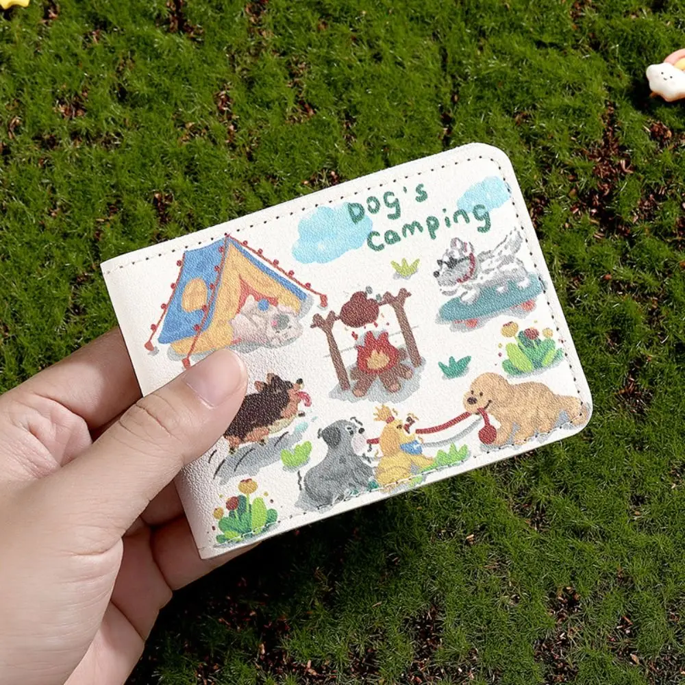 Creativity Portable Print Card Bag Cartoon Large Capacity ID Storage Bag PU Puppy Document Protection Cover