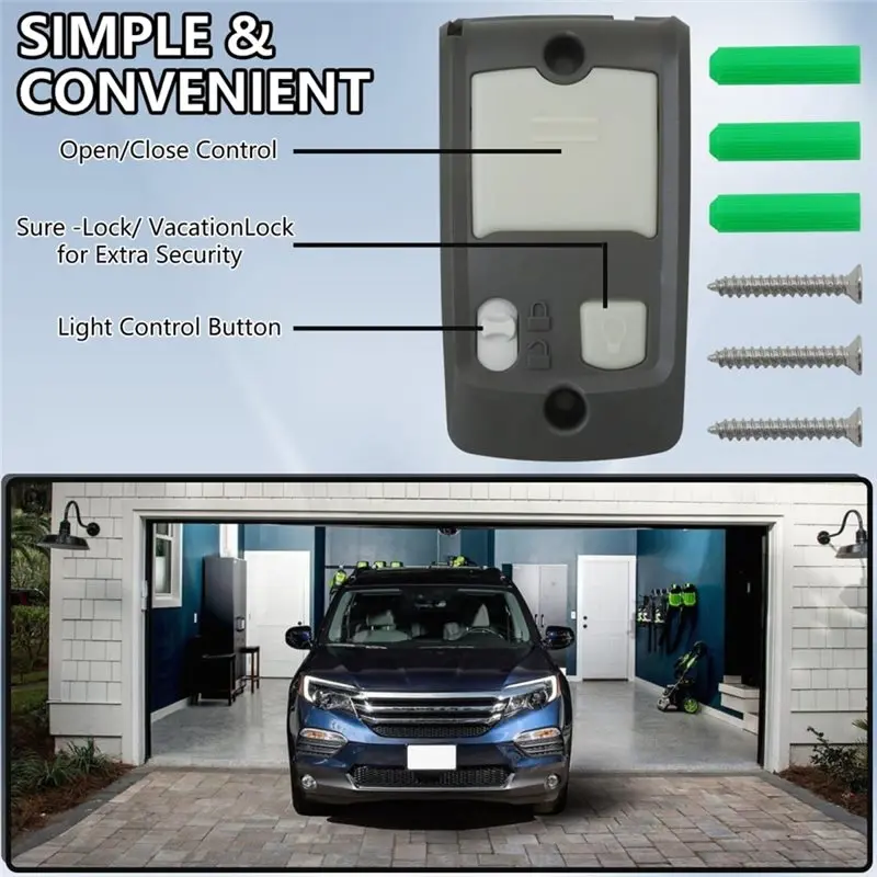 A92Z Wall Console 39165R 2-Pack Garage Door Opener, Fits For Genie Series II Wall Button, Sure Lock+ Light Control