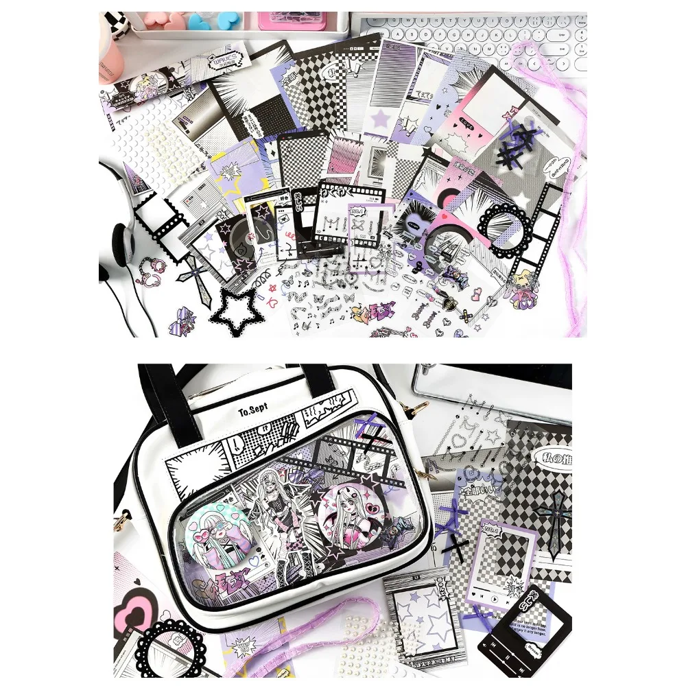 Paper Stickers DIY Itabag Insert Material Lace Ribbon Flower Itabag Decor DIY Material Retro Creative