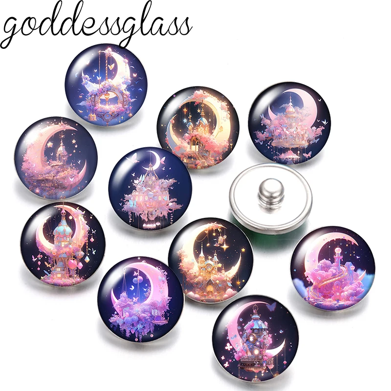 castle garden on the moon Dreamy House 12mm/18mm/20mm/25mm Round photo glass cabochon flat back Making findings earrings jewelry