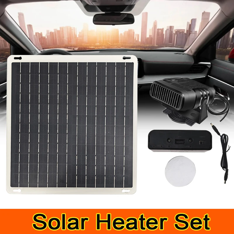 Portable 10W Solar Heater Set Solar Panel Heater Photovoltaic Panel for Cars and Pet Houses with Dryer Fan Battery Case Kit