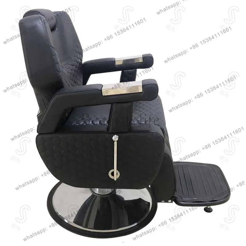 Factory Direct Sales Black Hair Salon Chair Barber Chair Lifting Down Simple Fashion Atmosphere