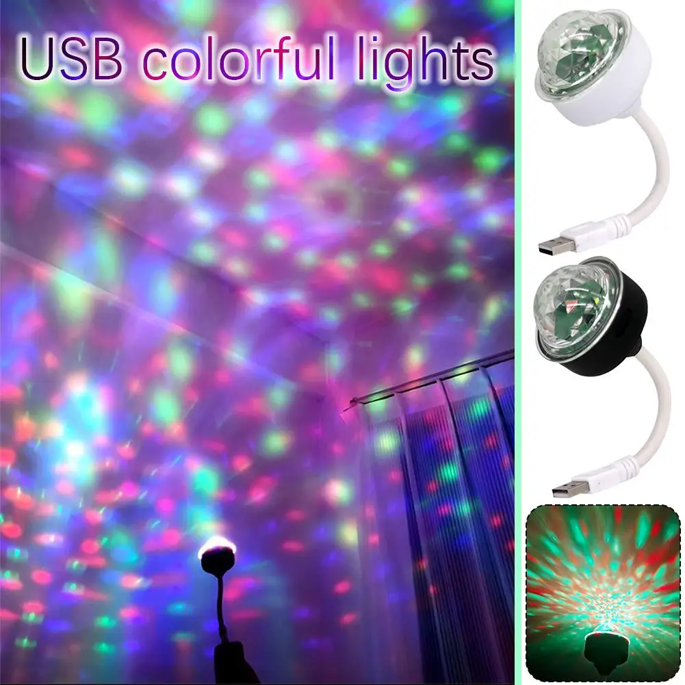 6W Auto Rotating LED Projector Light Laser Lamp Bulb Voice Control Crystal Ball Christmas Party DJ Disco Stage Lamp for Car Q8Q2