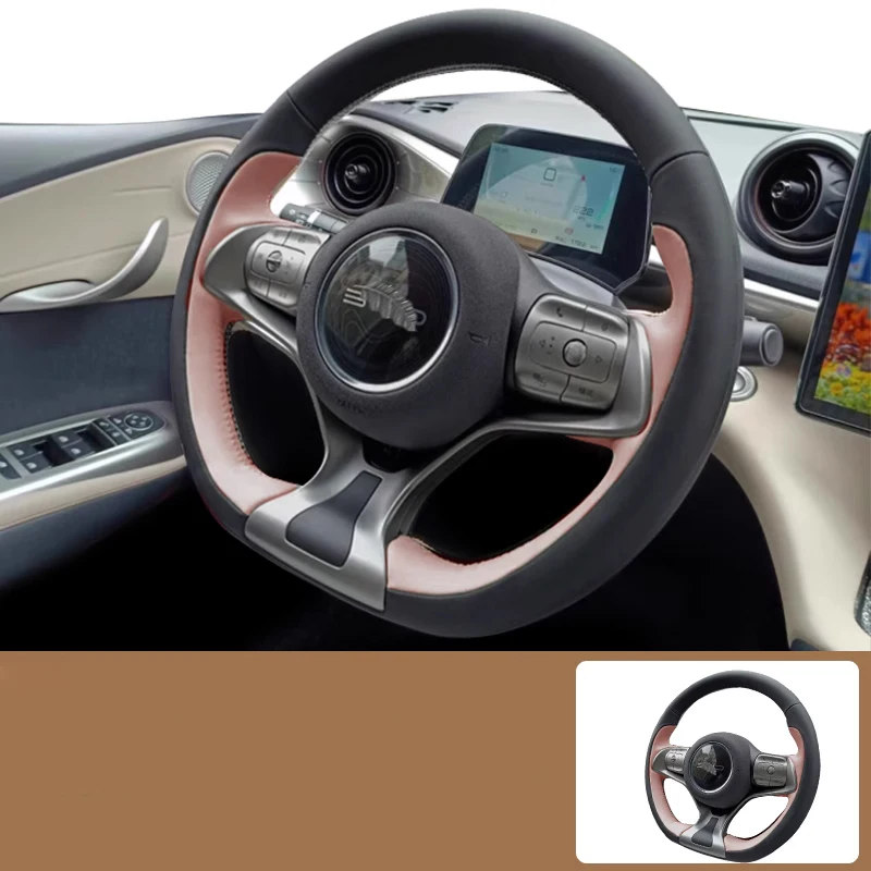 

For BYD Yuan Plus 22-24 Dolphin Dolphin Surf 23-25 Hand Sewn Needle Thread Car Steering Wheel Cover Accessories Genuine Leather