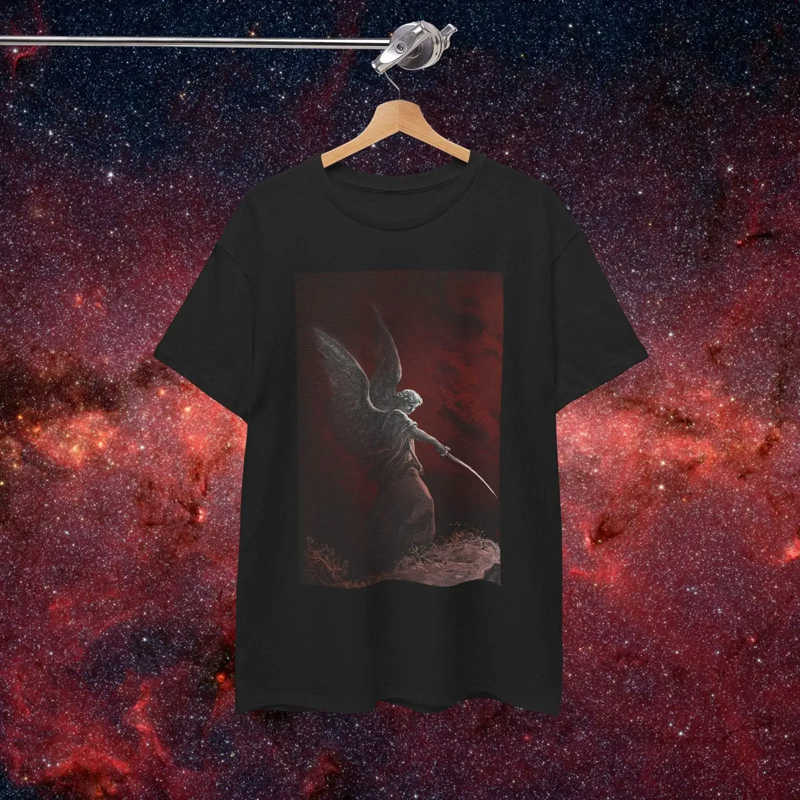 Angel Of Death T Shirt Victorian Engraving vintage Washed Top For Everyday Wear Stretched Comfortable Casual Breathable