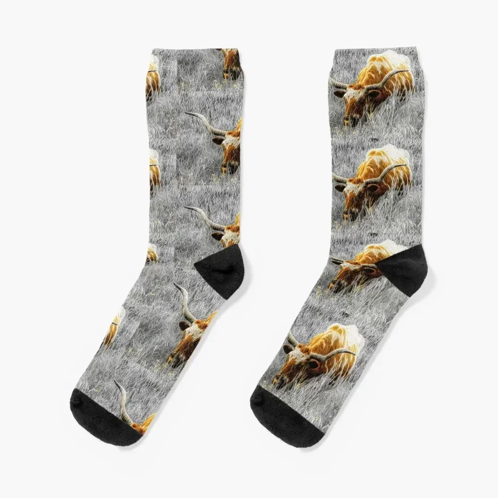 Here`s The Beef,...Long horn steer(cow) Socks christmass gift gifts Women's Socks Men's