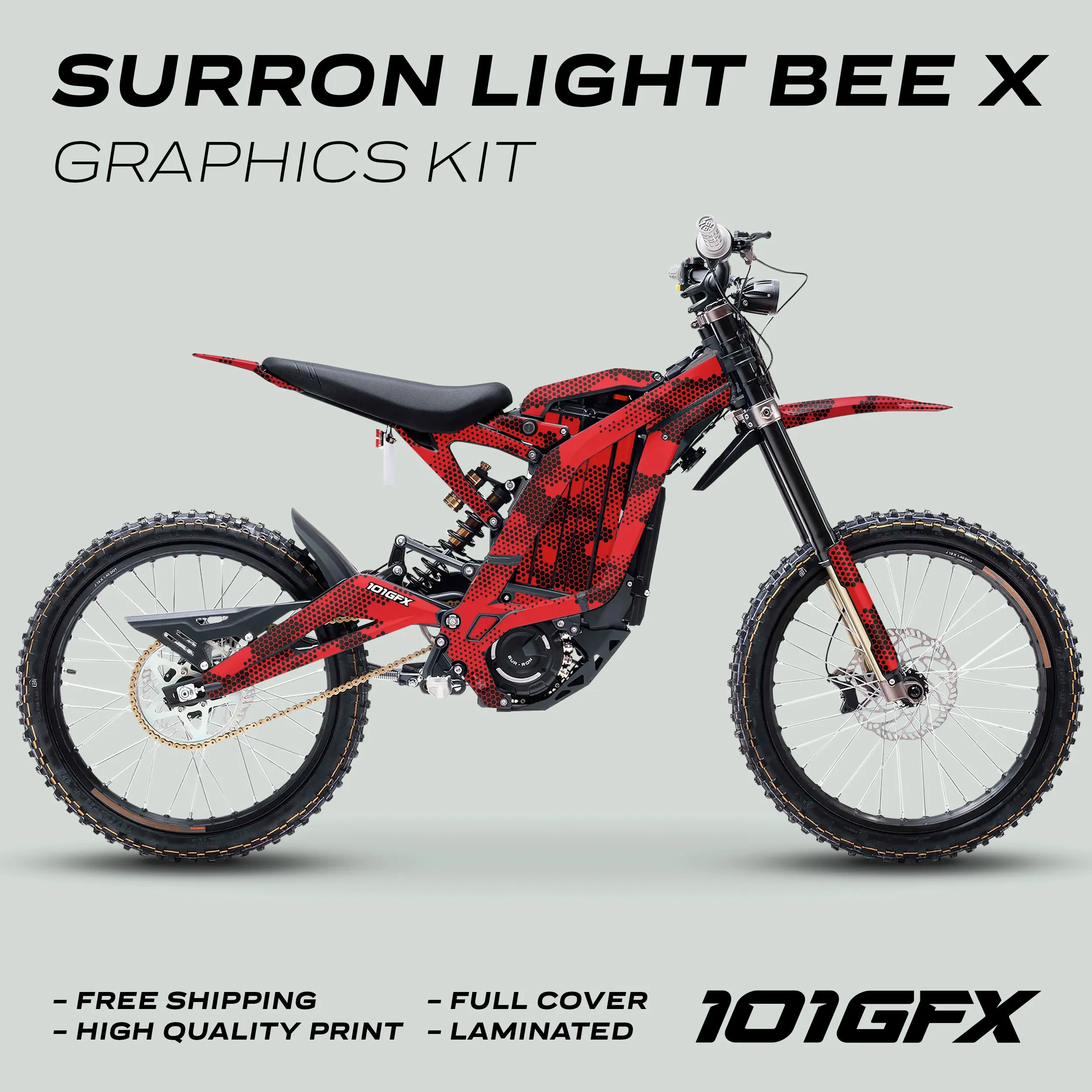 Graphics Kit HEXOCAM RED Stickers Honeycomb Cams Camouflage Hexagon Style Laminated  L1E eBike Emoto For Surron Light Bee X