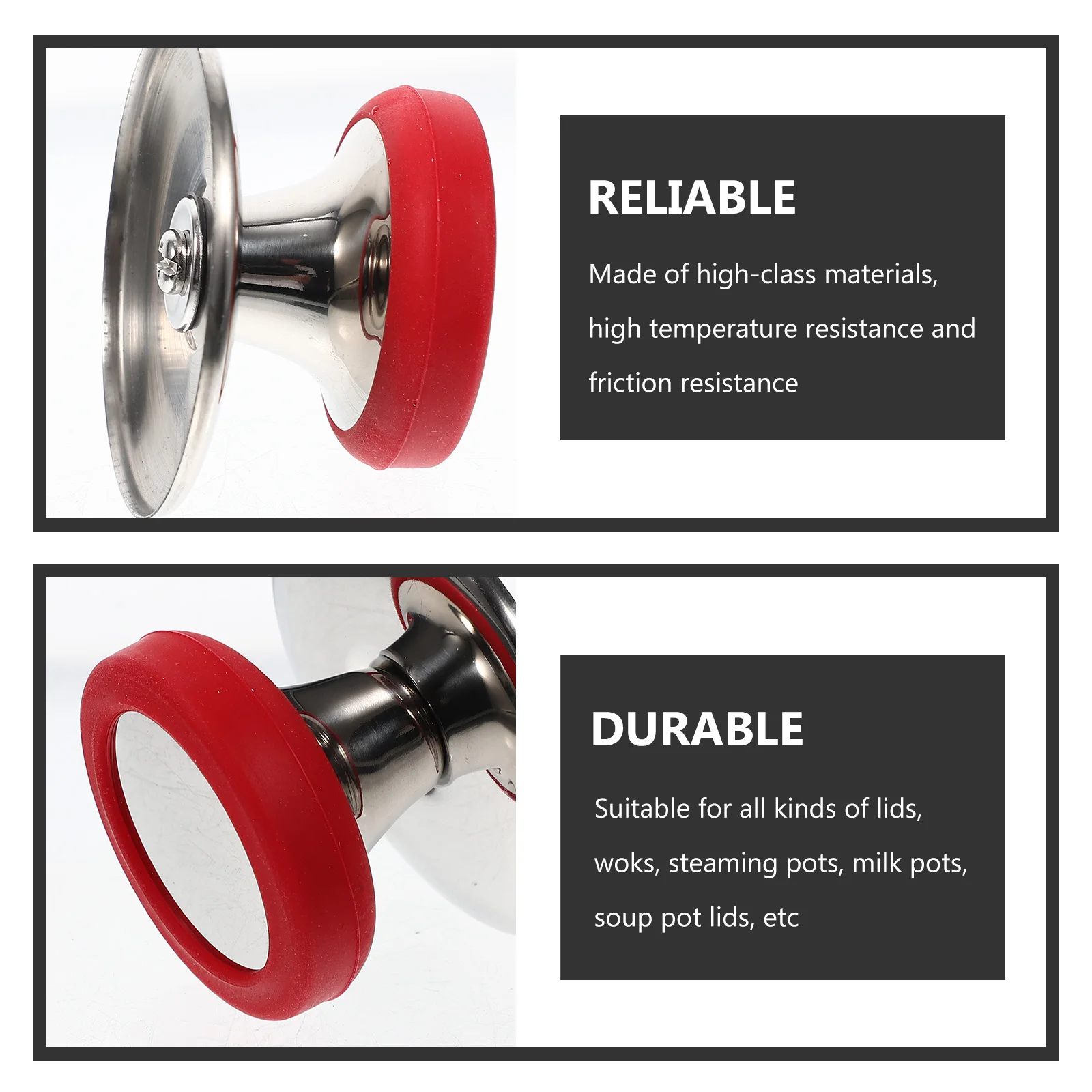 

4pcs Pot Head Cap Stainless Steel Pan Lids Handle Replaceable Knobs Heat Resistant Wear-Resistant Universal Lid Parts for Woks