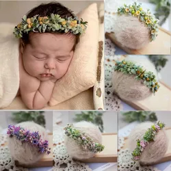 Sunshine-Accesorios de fotografía para recién nacidos, diadema de flores de plástico, guirnalda de flores, diadema de luna llena, tocado de bebé de cien días