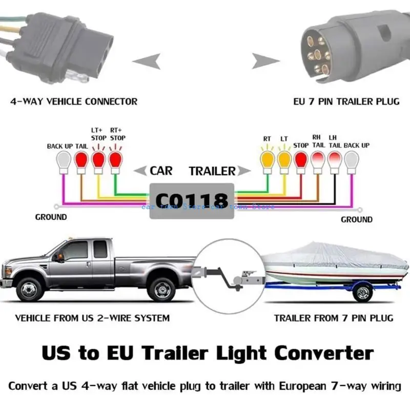 

RXJE Multifunctional 4 Pin to 7 Pin Trailer Connector Converter for Enhanced Driving Safety Brake And Tail Light Connection