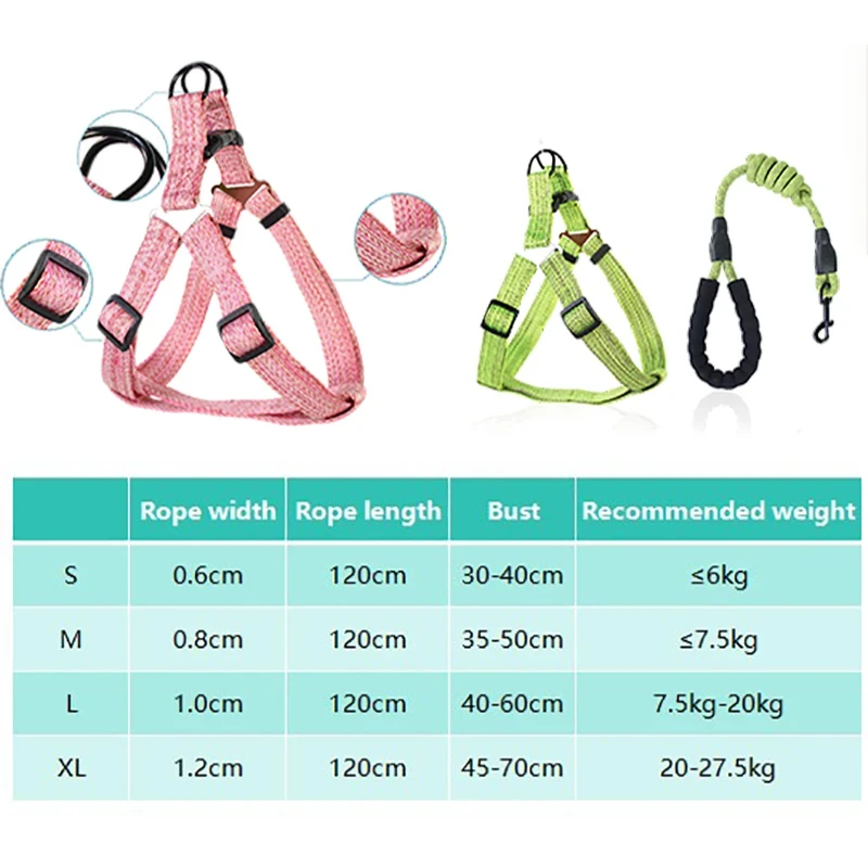 Breathable Dog Leash Adjustable Dog Harness Durable Pet Chest Rope Set for Dogs Small Medium Large Dog Leashes Pet Supplies