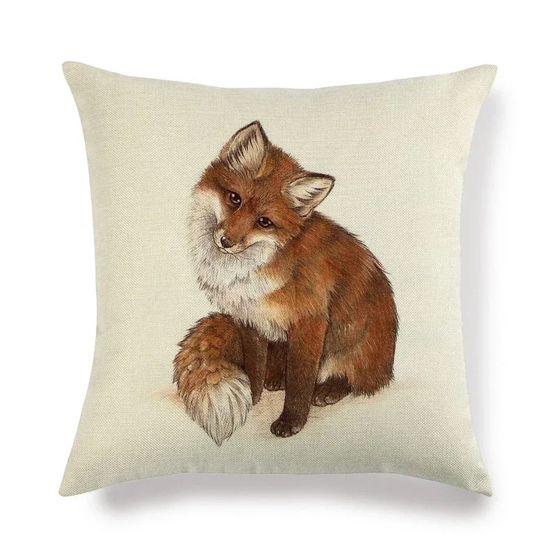 1 Pcs Kawaii Fox Pattern Cotton Linen Throw Pillow Cushion Cover Car Home Sofa Bed Decorative Pillowcase Funda Cojin 40636