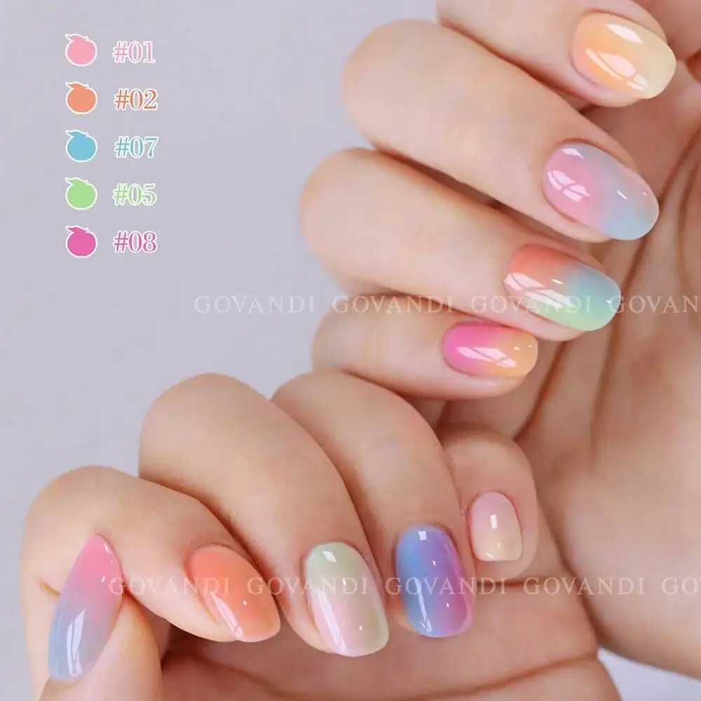 Hot Sale Candy Transparent Gel Nail Polish Glitter Lovely Color UV Soak Off Gel Varnish Jade Nail Art Gel Lacquer With Display