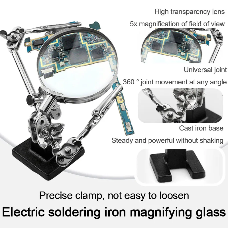 

Трехручное зажимное паяльное оборудование, обслуживание печатной платы, пайка с зажимным кронштейном, увеличительное стекло