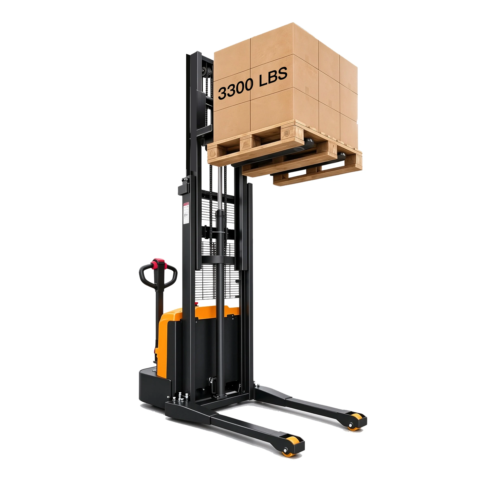 3300lbs Cap. Full Electric Pallet Stacker, 2 Stage 118